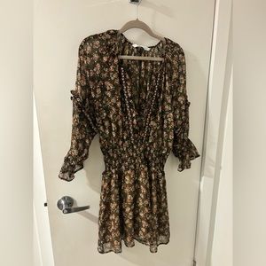 Zara ruffle floral chiffon dress (size small)